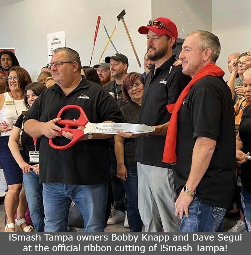 iSmash Tampa owners Bobby Knapp and Dave Segui at the official ribbon cutting of iSmash Tampa!