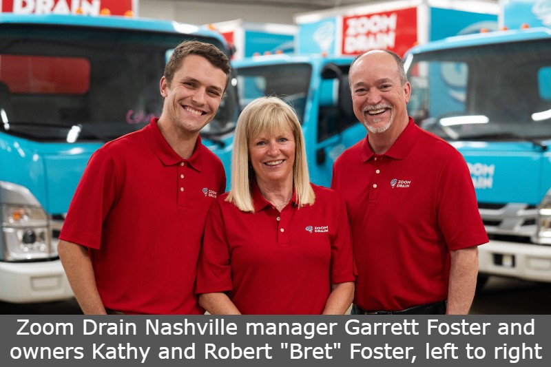 Zoom Drain Nashville manager Garrett Foster and owners Kathy and Robert