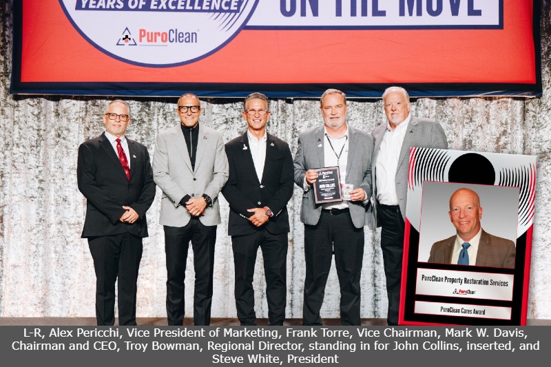 L-r, Alex Pericchi, Vice President of Marketing, Frank Torre, Vice Chairman, Mark W. Davis, Chairman and CEO, Troy Bowman, Regional Director, standing in for John Collins, inserted, and Steve White, President